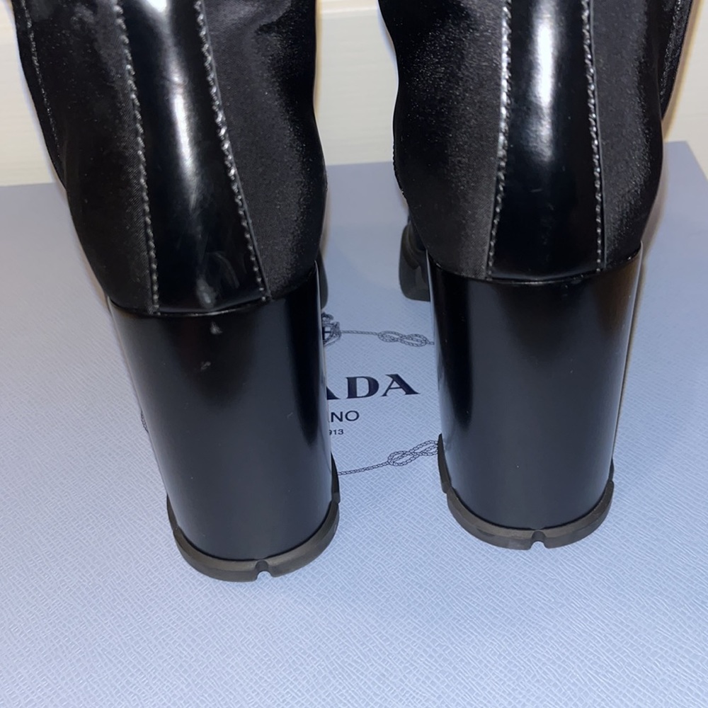 Prada Black Leather Lace-Up Platform Ankle Boots - Picture 4 of 9